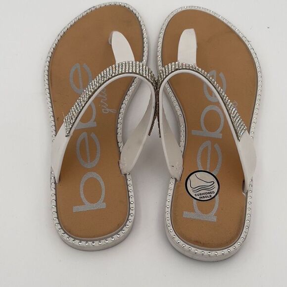 BEBE KIDS Girls slip-on Fashion PCU sandals white | Bling ICED OUT 2/3 - Picture 2 of 5
